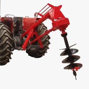Tractor mounted post hole digger for agricultural drilling