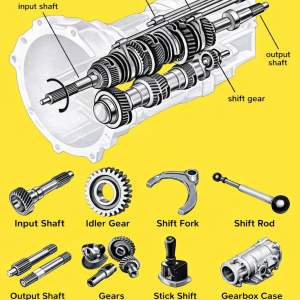Tractor transmission parts including gearbox gears, shafts, and agricultural machinery components
